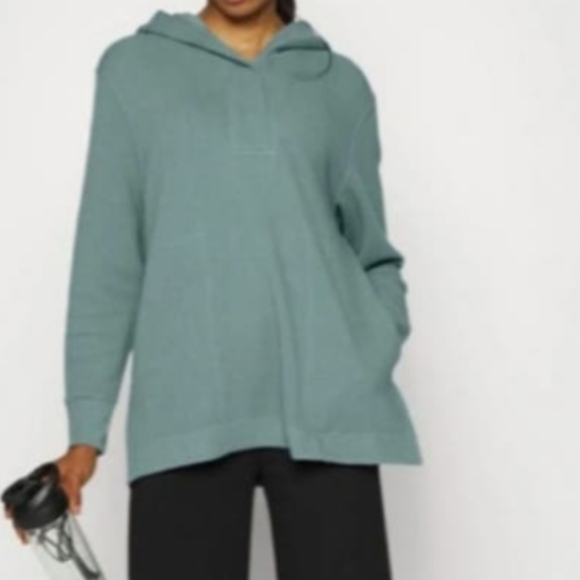 Athleta Hoodie Womens Seafoam Luxe Waffle Minimalist Oversized SP Small Petite - Picture 1 of 5